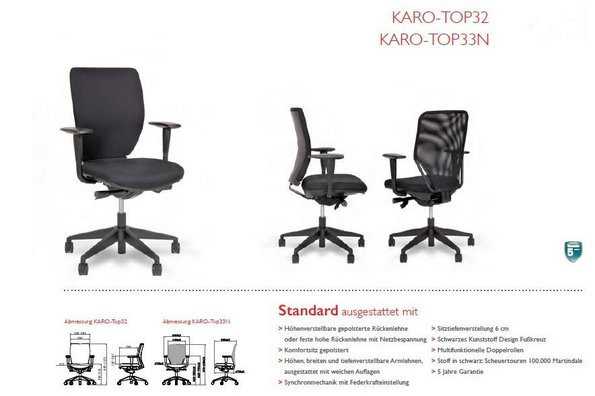  BÜROSTÜHLE "KARO-TOP" klassische, moderne, ergonomischen Bürostühle bis zu luxuriösen Ledersesseln
